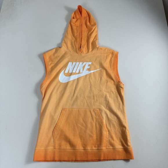 Nike Women's Sleeveless Hoodie Ladies Sweatshirt‎ Orange Large Training Active - Picture 1 of 9